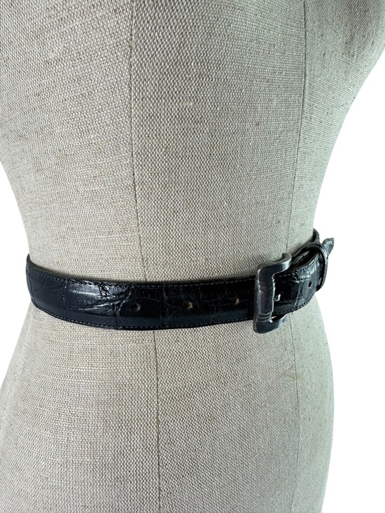Genuine Vintage KLEINBERG SHERRILL Black Alligator Belt Size 34 1986 Unisex main image 5